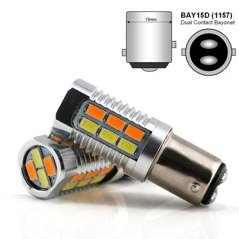 2 шт. 1157 5630 22 SMD Янтарный поворотный сигнал светодиодные Белые лампы S25 P21W DRL 12 В
