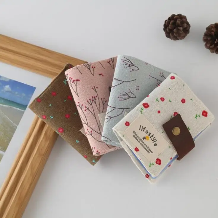 

New 1PC 20 Bits Kawaii Vintage Fabric Credit Bank ID Card Holder Bag For Women Girls Bus Cards Protective Case Gift Stationery