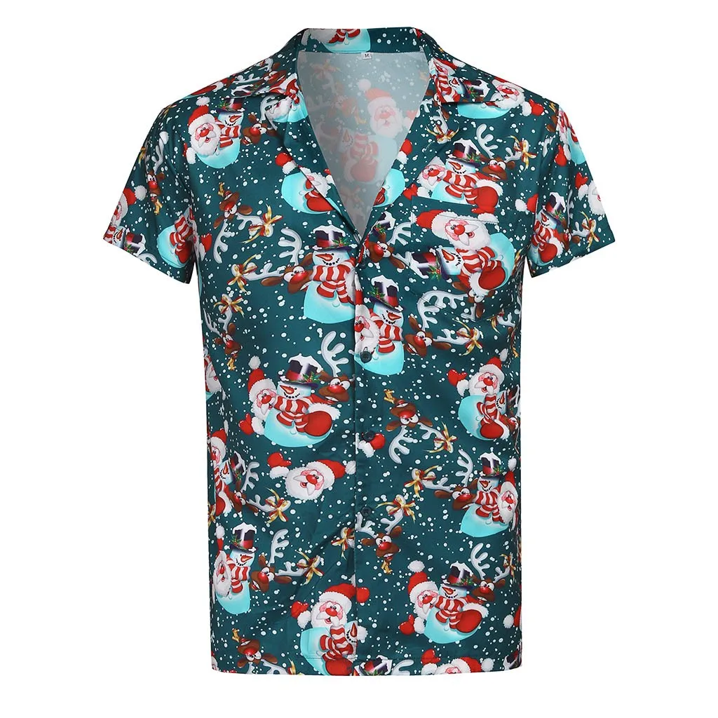 Christmas Men Santa Claus Printing 3D Hawaiian Shirt Apparel