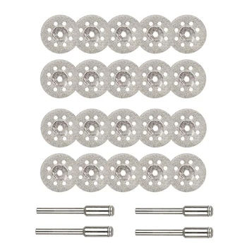 

20Pcs 22Mm Diamond Cutting Wheel Off Discs With 4 Pcs 3Mm Mandrel For Dremel Rotary Tool Precious Stones, Jade,Marble