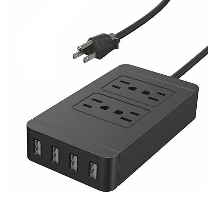 

Power Strip Surge Protector Wall Charger Socket 4 AC US Outlet Plug 4USB Smart Charging Ports 5V 2.4A Extension Socket