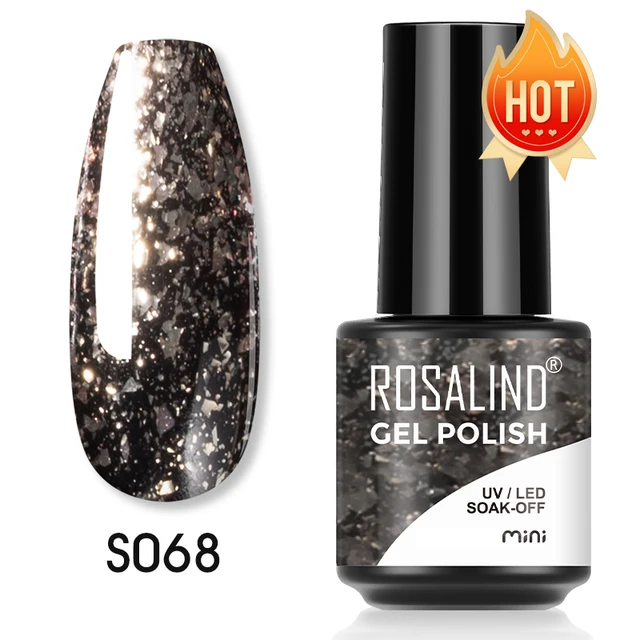 ROSALIND 7ml Gel Polish Semi Permanent Nails Gel Polish Soak Off UV LED Base Top Coat Vernis Nail Art Glitter Gel Varnish SLS-S068