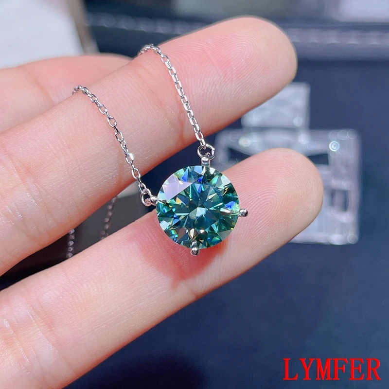 Green moissanite necklace,5 carat  gemstone,  925 Sterling silver, classic design, girl's Necklace