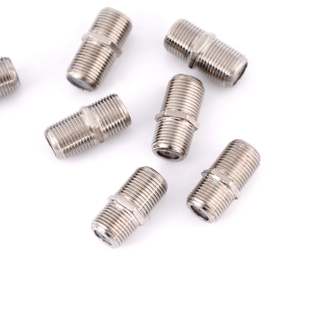 10pcs/Pack F Type Coupler Adapters Connectors Female F/F Jack RG6 Coax Coaxial Cable Used In Video Connectors High Quality