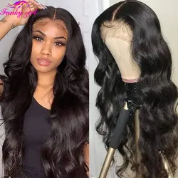Body Wave Lace Human Hair Wigs 4x1 13x1 T Part Lace Wig 180% Density 30 Inch Brazilian Lace Front Wig For Women Pre Plucked Hair