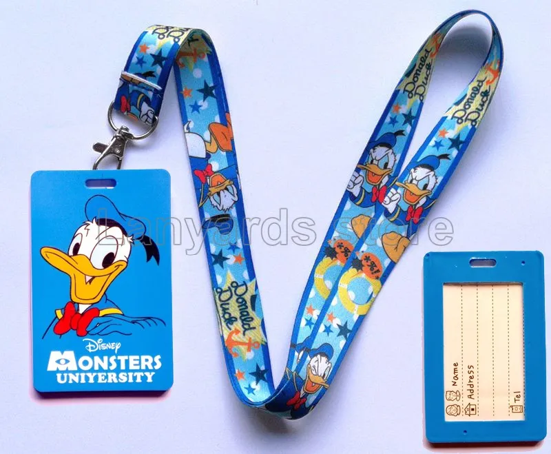

1 Pcs Multi-function Mobile Phone Straps Rope Cartoon Donald Duck Neck Strap Card Bus ID Holders Identity Badge Lanyards N14
