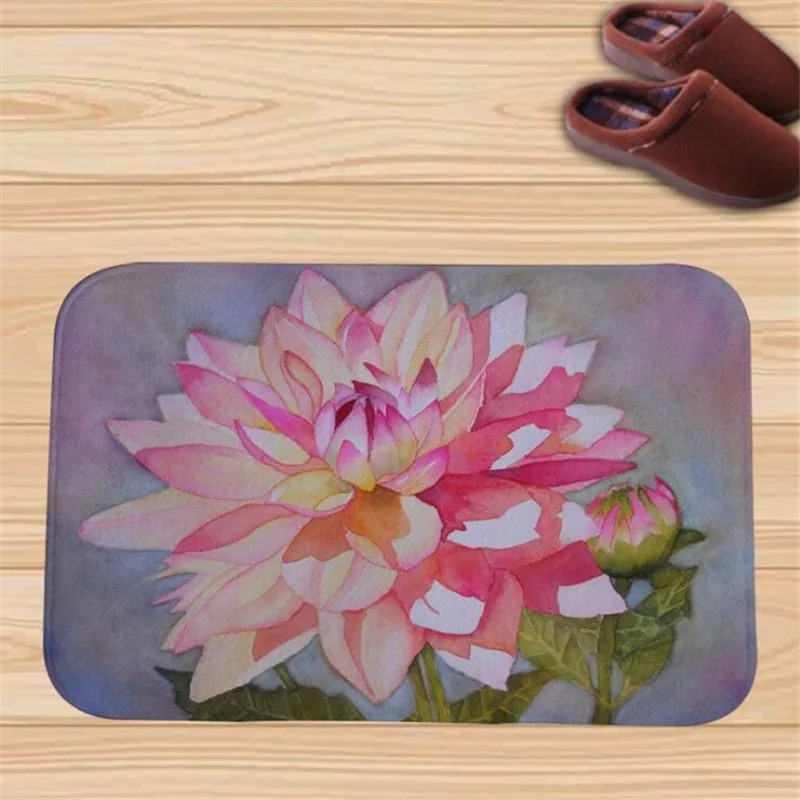 Style 1 pink flower Мульти Стиль Ванная комната Абсорбент небольшой свежий и простой сад ветер напольный коврик нескользящий коврик пейзаж узор домашний коврик - Цвет: Style 1 pink flower