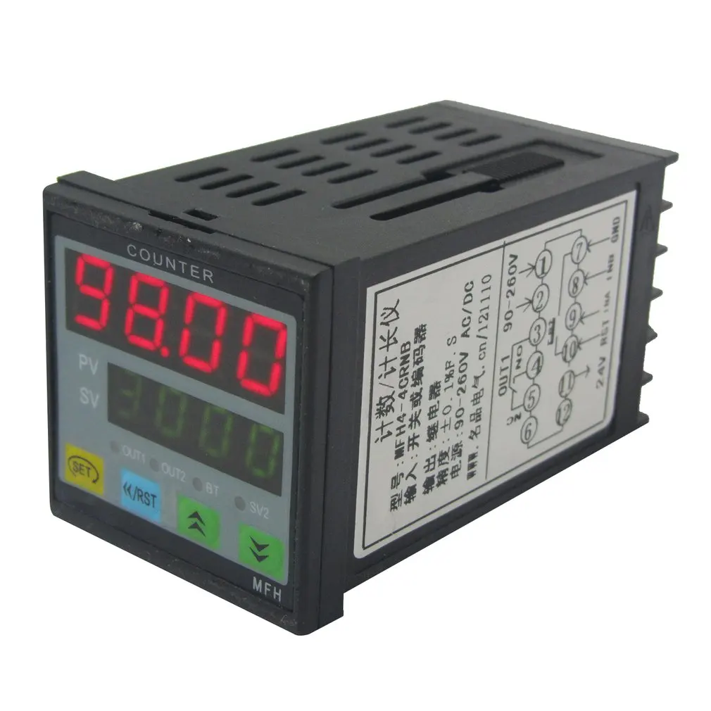 US $20.41 Multi Functional Digital Counter Length Meter Intelligent Dual 4 Digits Led
