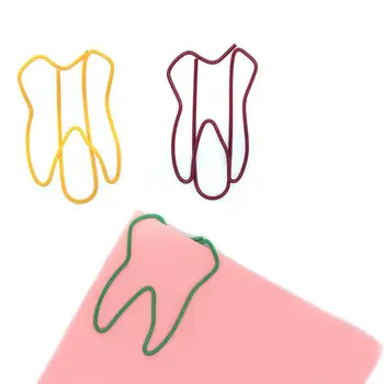 

50Pcs Colorful Tooth Shaped Clips Cute Paper Clips Creative Note Clips Paper Pin Clip for Office Hand Account (Random Color)