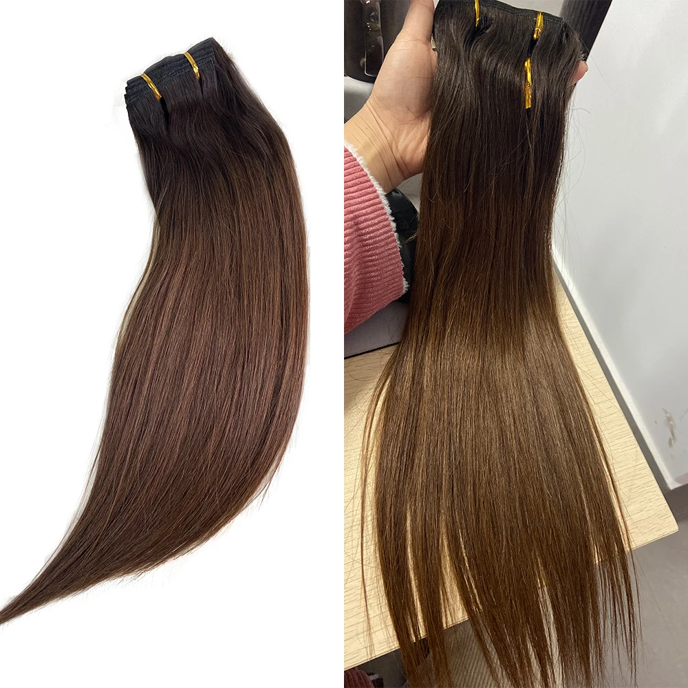 Doreen бразильские волосы Remy T3/6 160 г 200 Омбре коричневого цвета на заколках для