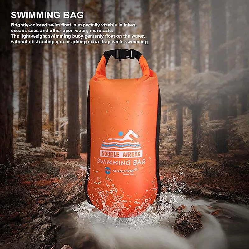 20L Inflatable Open PVC Swimming Buoy Tow Float Dry Bag Double AirBag With Belt High Visibility Swimming Water Sport Safety Bag swimming buoy rope float buoy