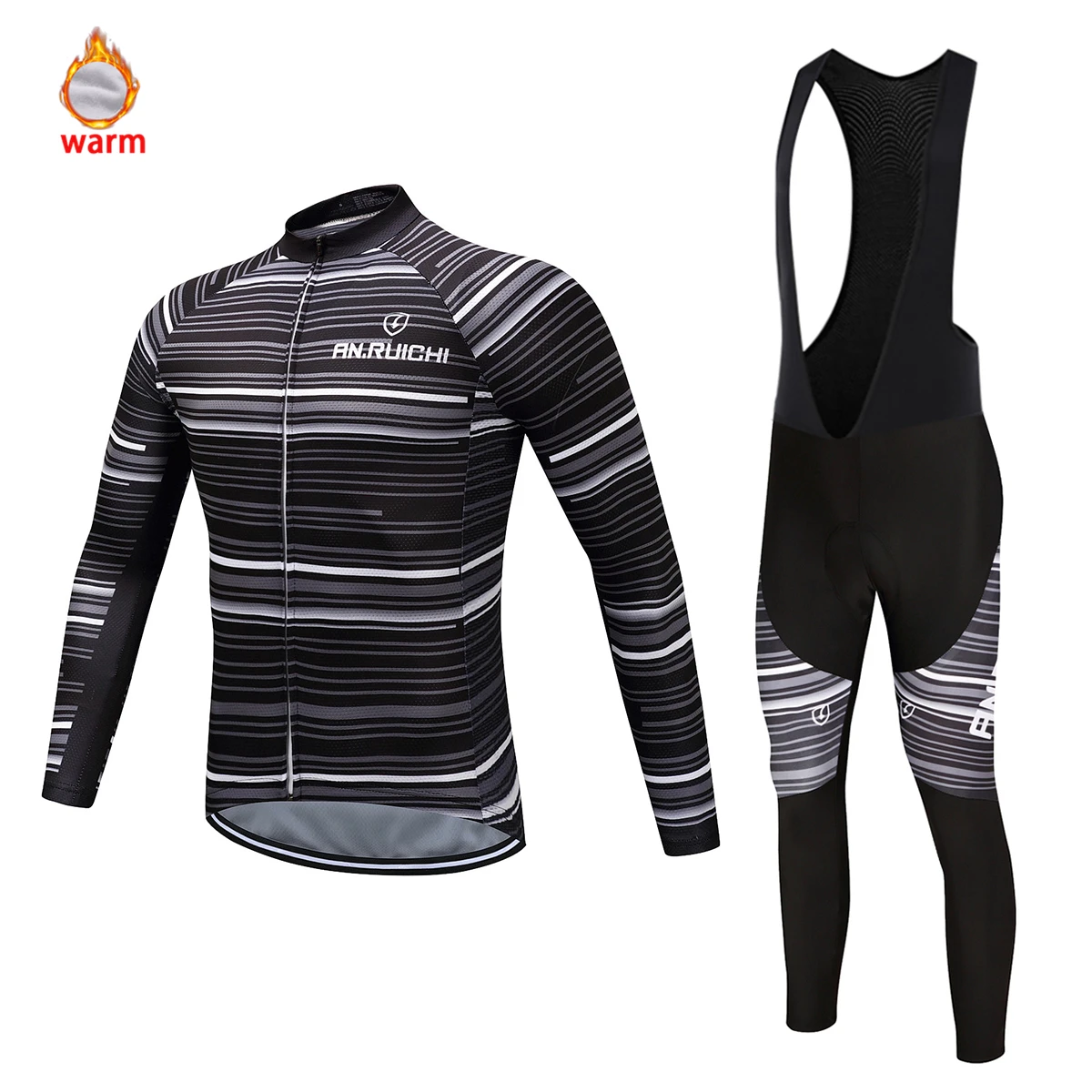 Bib cycling set Blusas Mujer De Moda Зимняя Теплая Флисовая велосипедная майка, мужская одежда с длинным рукавом для горного велосипеда, Спортивная рубашка для улицы - Цвет: Bib cycling set