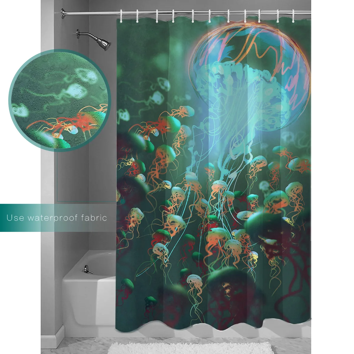 Jellyfish King светящаяся Медуза, занавеска для душа, водонепроницаемая занавеска для ванной из полиэстера, занавеска для ванной, домашний декор, 12 крючков