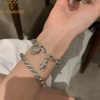 

XIYANIKE 925 Sterling Silver New Animal Chain Bracelet Woven Twist Retro Distressed Unique Design Neutral Handmade Couple Gifts