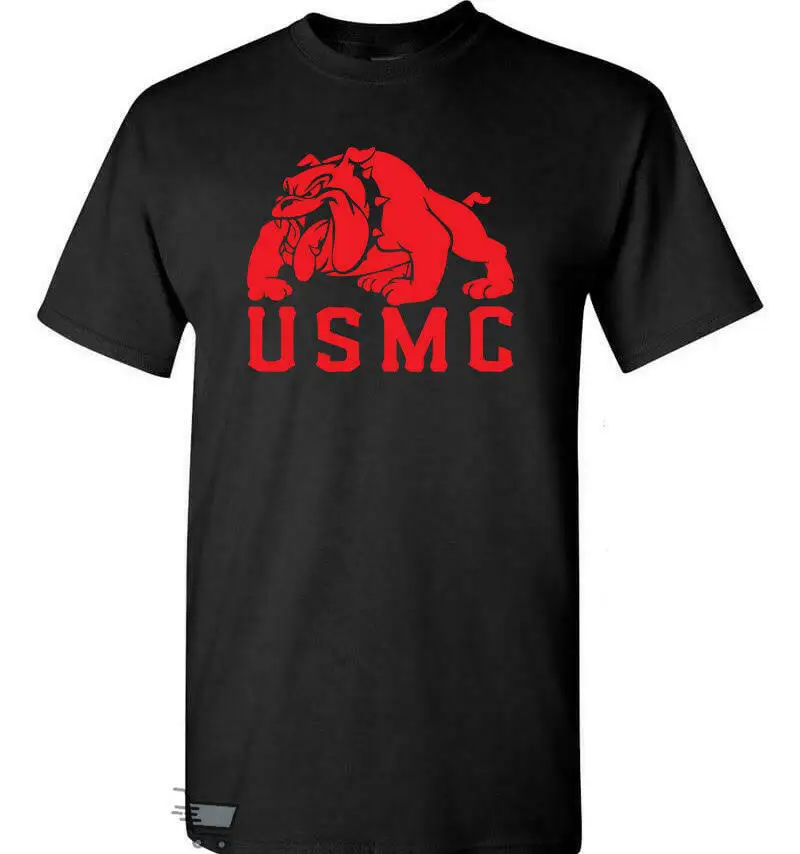Marine Corps Black T-Shirt Usmc Bulldog Usa | Мужская одежда