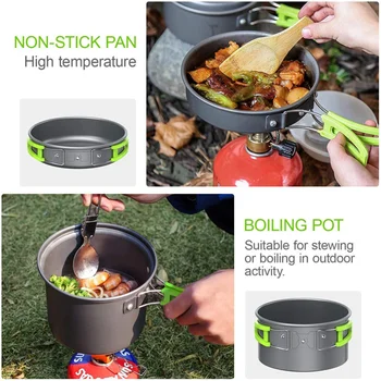 1 Set Outdoor Tableware Kit Reusable Practical Lightweight Camping Tools Cookware Travelling Hiking Picnic BBQ Equipments 2