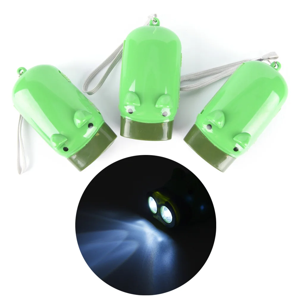 1pcs 10cm X 5cm X 4.5cm Hand Pressing Power Flash Light Bright 2 LED Pig Flash Light Flashlight Torch Color Randomly New