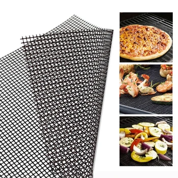 

30*40cm BBQ Mesh Non-stick Barbecue Grilling Mats Kitchen Tools Oven Camping Grill Mat Grid Shape bag For Outdoor Accessories