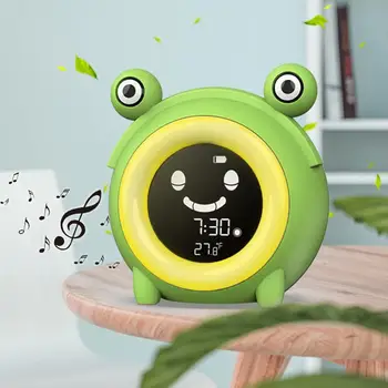 

Cartoon Frog Kids Alarm Clock Sleep Trainer Rechargeable Night Light With Control Sleep Timer with Digital Thermometer