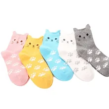 Носки с рисунком кота; яркие цвета; женские теплые хлопковые Забавные милые носки в стиле Харадзюку; уличная одежда; Модные Повседневные носки; Skarpetki