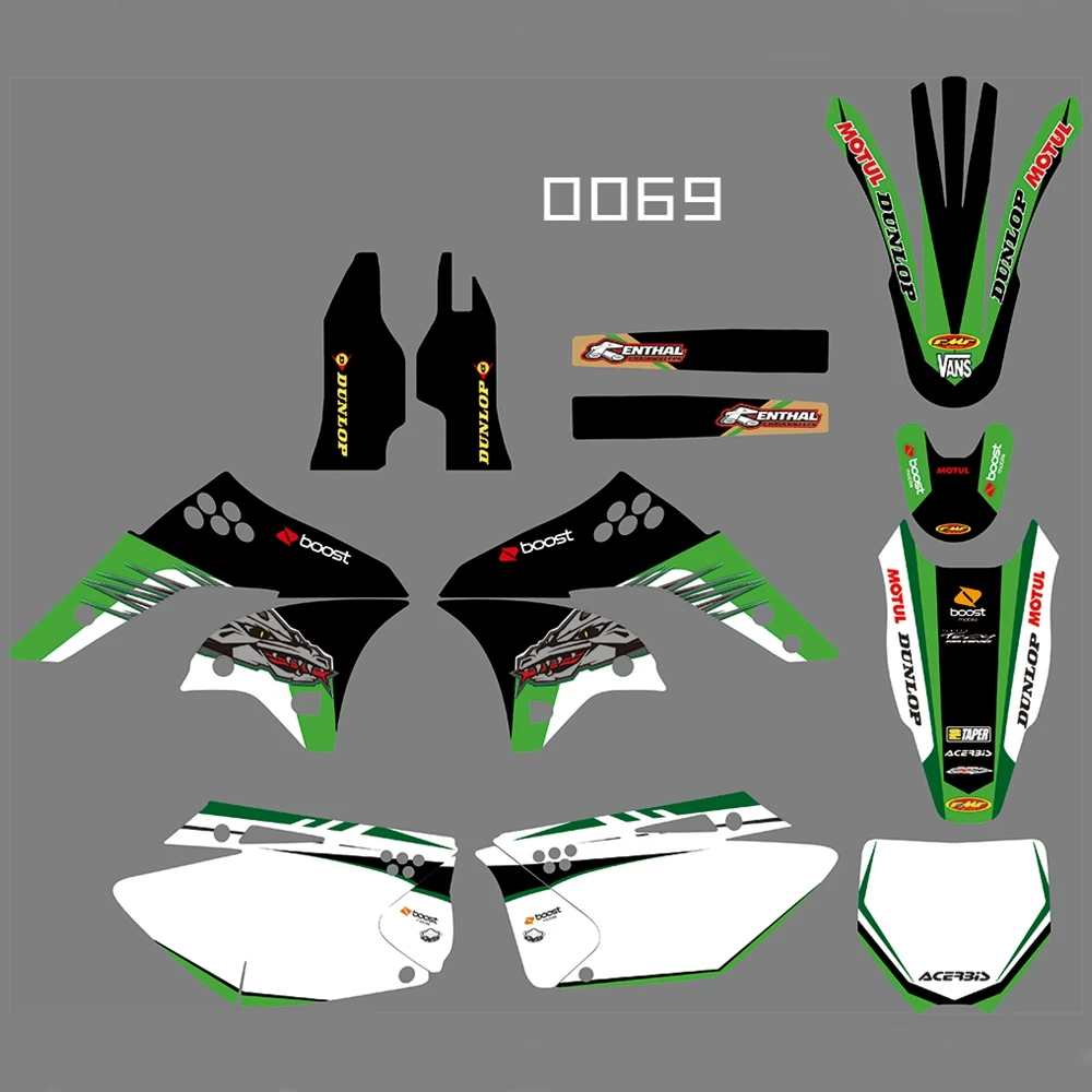 

For KAWASAKI KXF250 2006 2007 2008 Graphics Decals Stickers Custom Number Name 3M Full Motorcycle Backgrounds Accessories