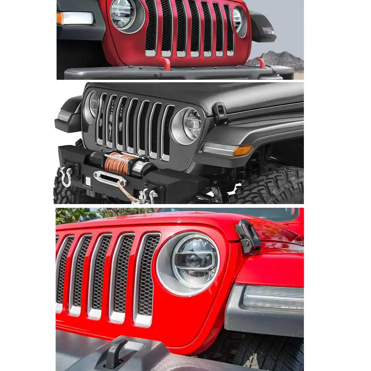 2 шт серебро/Хром ABS фары крышка лампы капот отделка комплект для Jeep для Wrangler JL+ 2 двери и 4 двери