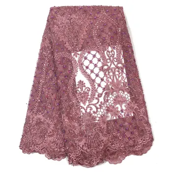 

Lace Fabric Handmade Of Tulle Lace Fabric Peach Color High Quality African Lace Fabric Fine Design Wholesale Price QF2897B-6