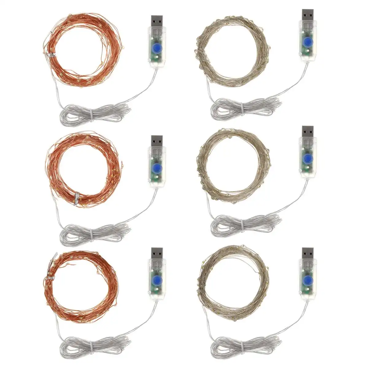 12 м USB СВЕТОДИОДНЫЙ светильник ing string серебристый/медный провод светодиодный светильник струны с Ramote контроллер водонепроницаемый IP65 для рождественского декора