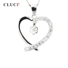 CLUCI 925 подвески-талисманы в виде серебряного сердца подвесные женские украшения Серебро 925 жемчуг крепление Подвески для изготовления ожерелья
