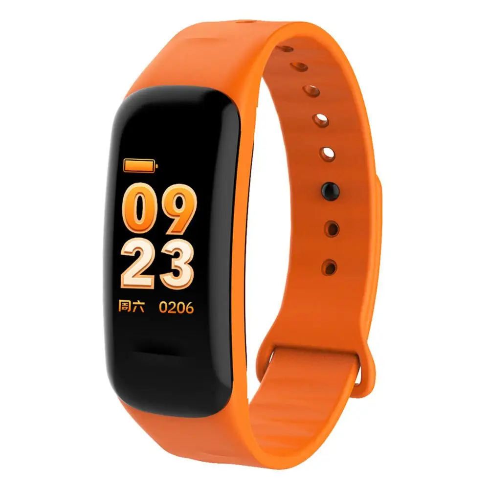 Pantalla de color C1S pulsera inteligente непроницаемый монитор для чтения карт, фитнеса, Bluetooth reloj intelig - Цвет: Оранжевый