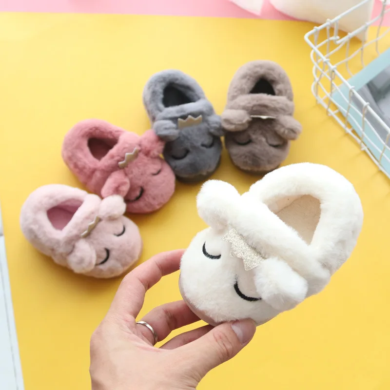 

NEW Autumn Winter Children's Crown shape slippers Toddler Sneakers Infant Kids Warm Shoes Boys Girls Plush Soft-Soled Slippers