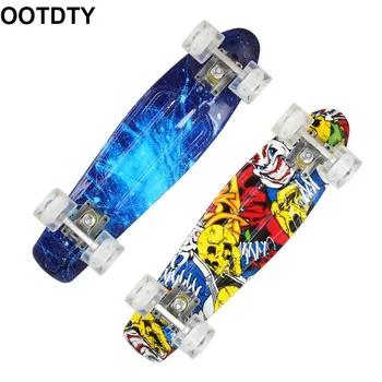 

22" Skate Board Mini Cruiser Skateboard Plastic Starry Sky Galaxy Printed Longboard Retro Banana Fishboard Street Outdoor Sport