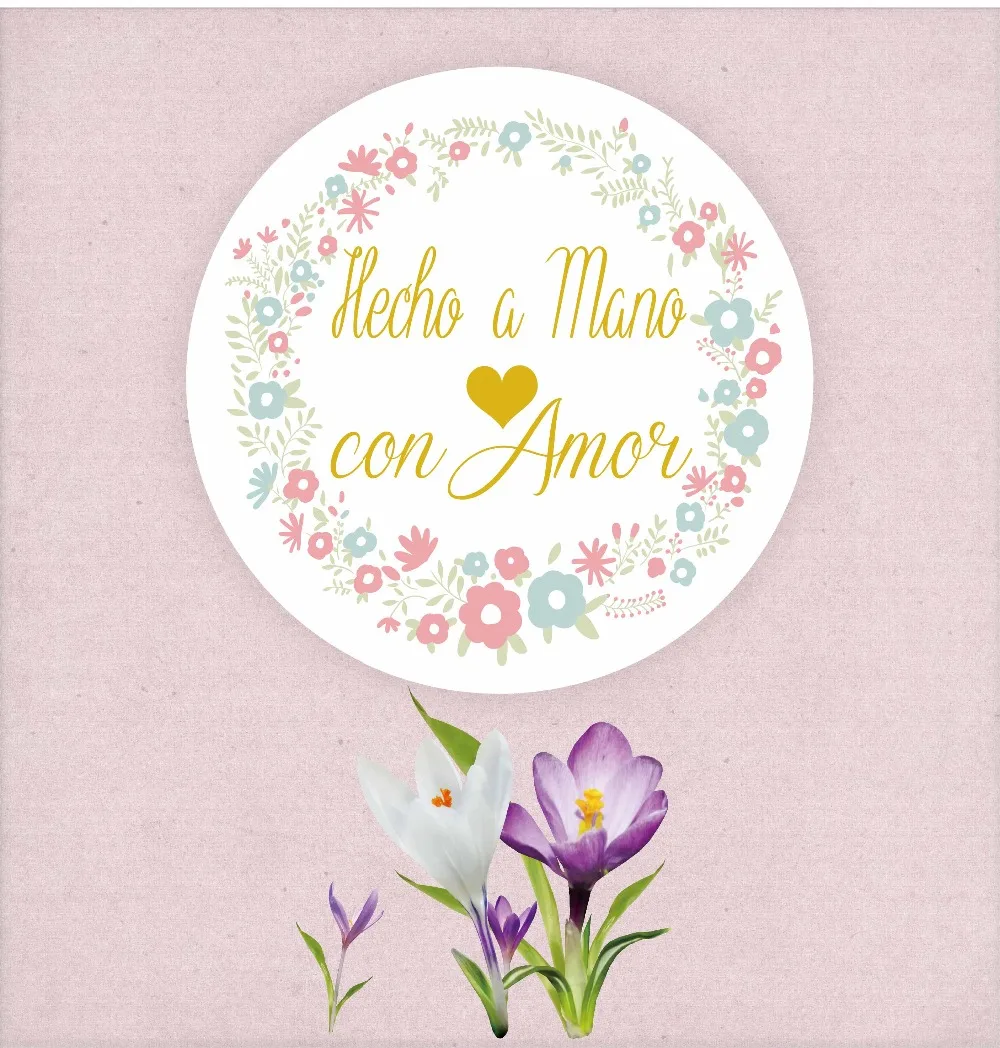 DouxArt 100 штук наклейки Hecho a Mano con Amor 4 см гирлянда сувенирные этикетки для свадьбы