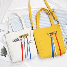 От производителя; натуральный хлопок INS Сумки-холсты Для женщин плеча свежая литература и искусство школьная сумка, Цвет на молнии большой