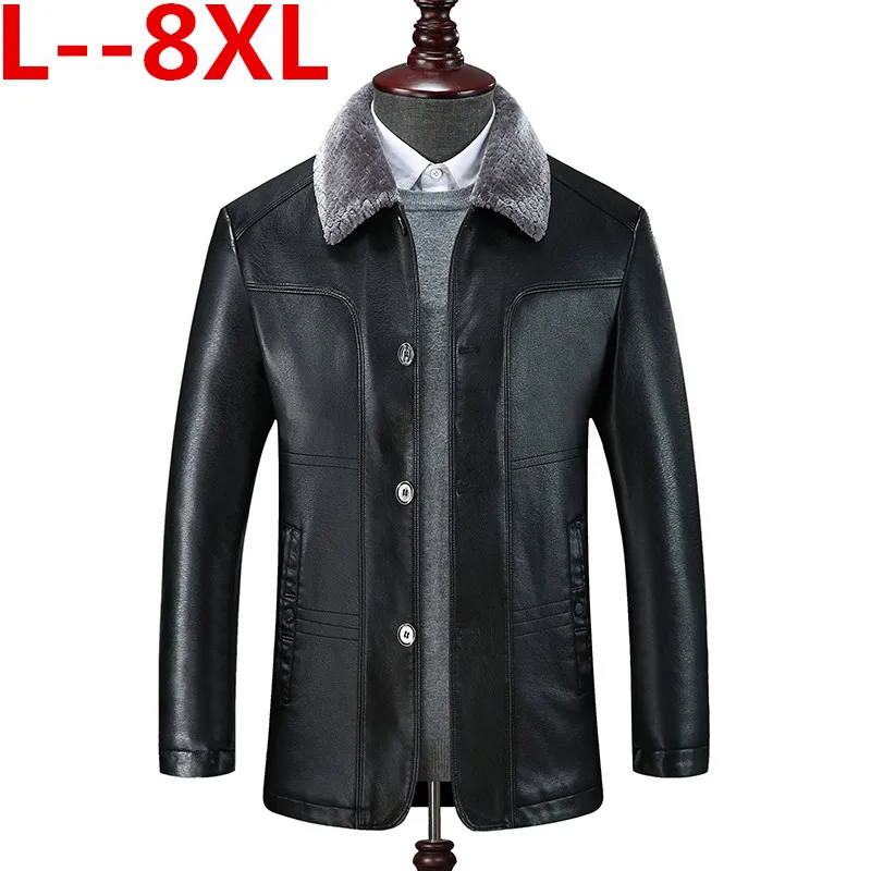 

8XL 6X Mens Leather Jackets Fur Long Plush And Thick Overcoat In Winter Sheepskin Jacket Men Keep Warm Mens Coats Deri Ceket Men