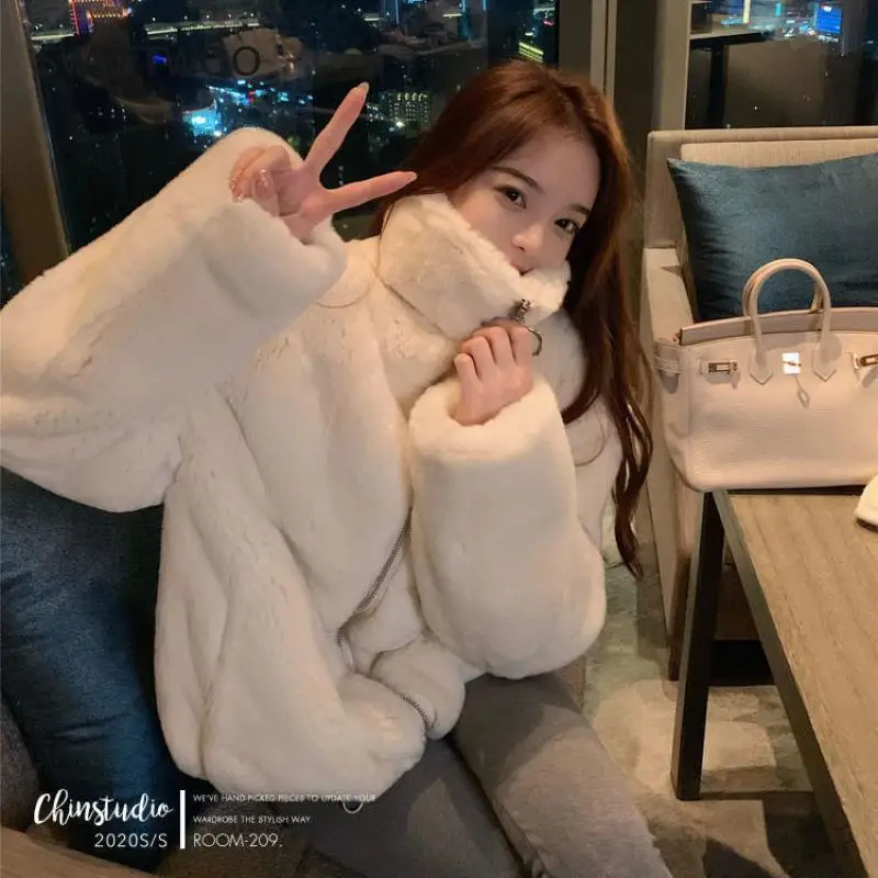 Women Winter Faux Fur Coat Female Stand Collar Jacket Casual Warm Soft Fake Fur Overcoat Manteau Fourrure Femme Outwear