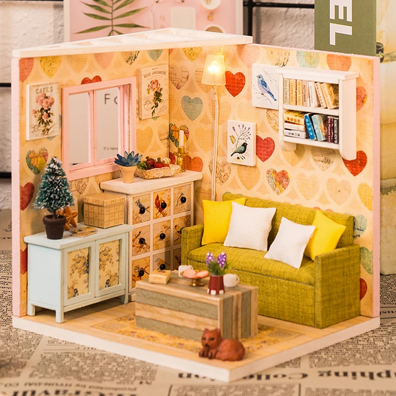 Кукольный домик Cutebee миниатюрная мебель кукольный домик DIY Миниатюрные домики комнаты Каса игрушки для детей DIY кукольный домик M10F