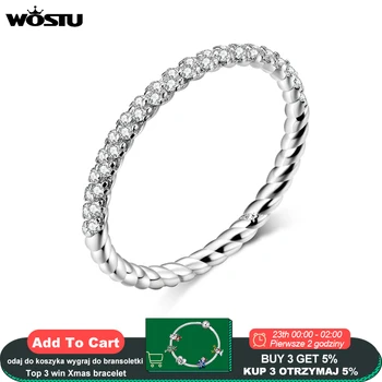 

WOSTU 100% Real 925 Sterling Silver Simple Rings For Women Hot Sale Sparkling Zircon Rings Making Fashion Jewelry CQR624