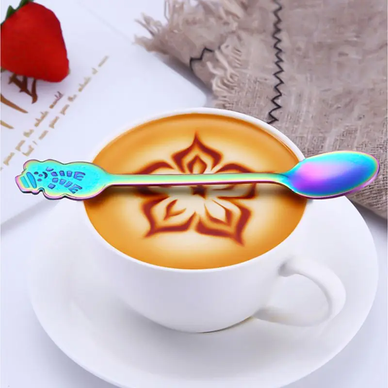 4pcs/set/1pc box Stainless Steel Christmas Tableware Coffee Spoons Ice Cream Dessert Spoon Tea Scoop Cutlery Holder Spoon Pocket