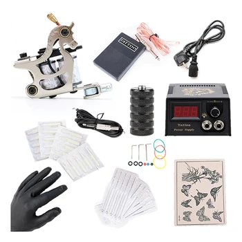 

High Quality Tattoo Kit Professional Permanent 1 Tattoo Machine 8 Color Ink Lion Power Supply Tattoo Kit TM3056