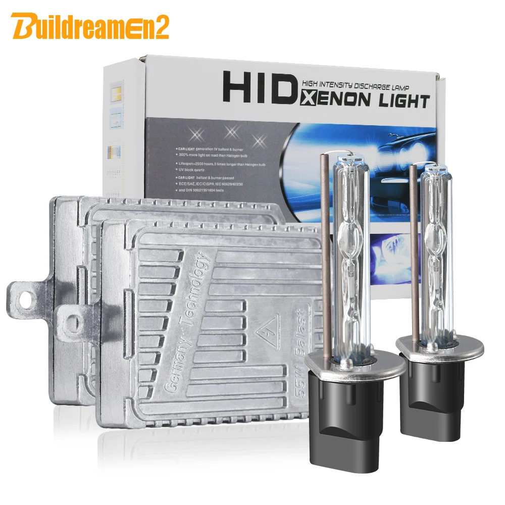 

Buildreamen2 55W Xenon Light HID Kit AC Quick Start H1 H3 H7 H8 H11 9005 9006 9012 3000K-8000K 12V Car Light Headlight Fog Lamp