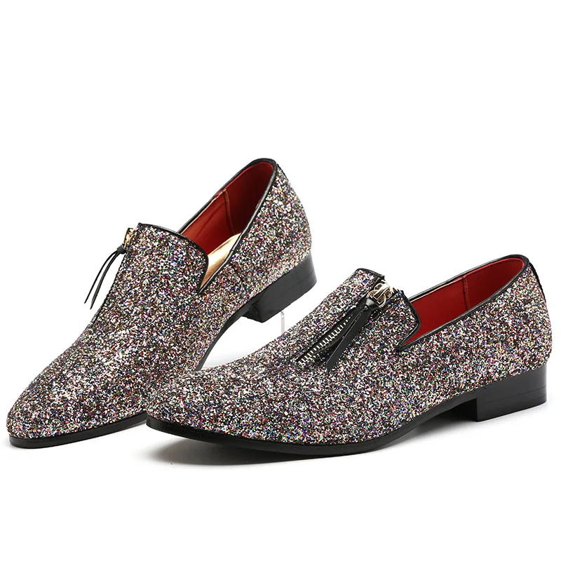 

IPCCM Autumn New Hot European And American Fashion Personality Youth Zipper Shiny Tide Men's Bean Beans Single Shoes