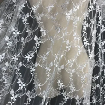 

2020 new off white floral mesh bride wedding dress embroidery french lace DIY home decoration garment lace