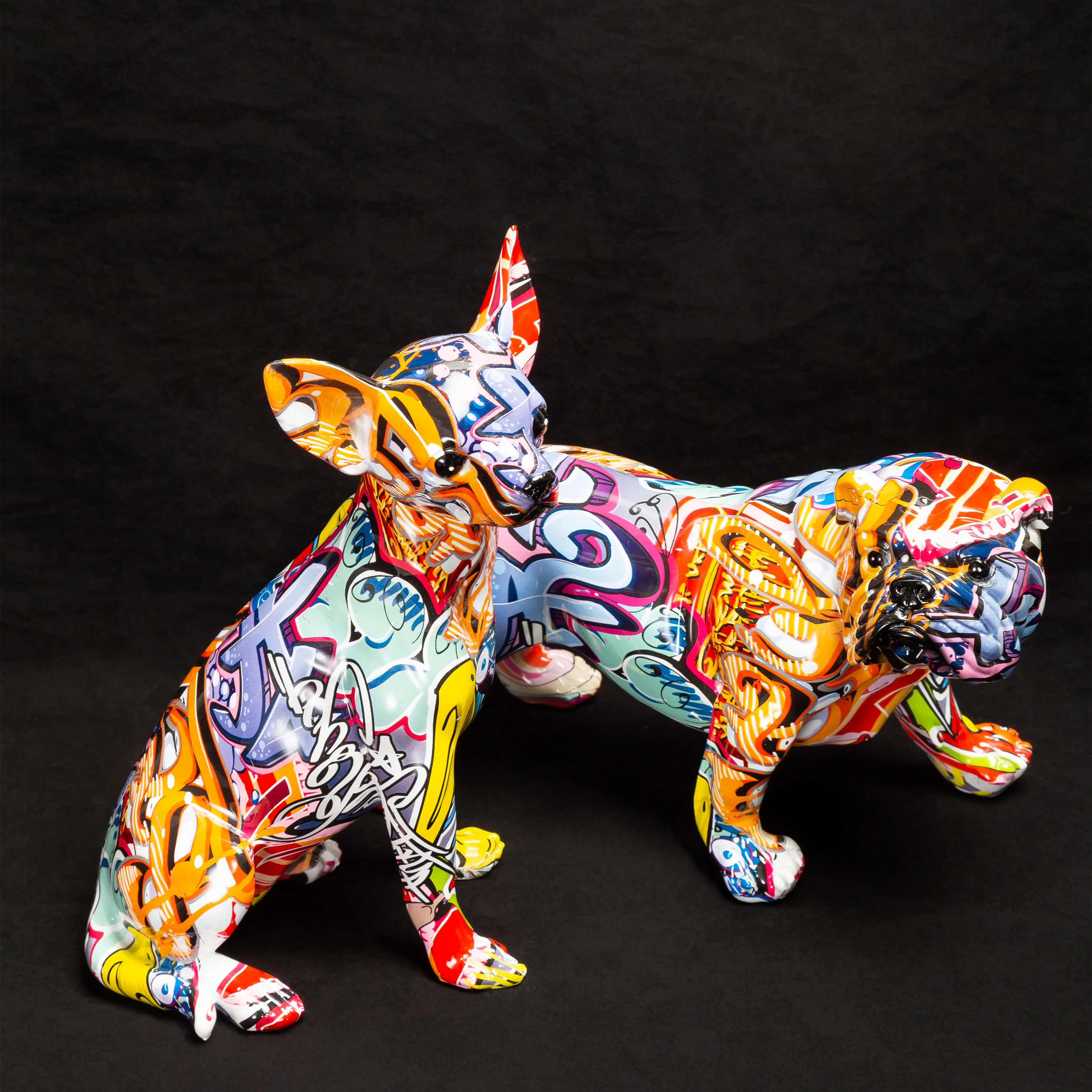 Painted Graffiti Simple Creative  Living Room Color Dog Decorations Home Entrance Wine Cabinet Office Decorations Resin Crafts
