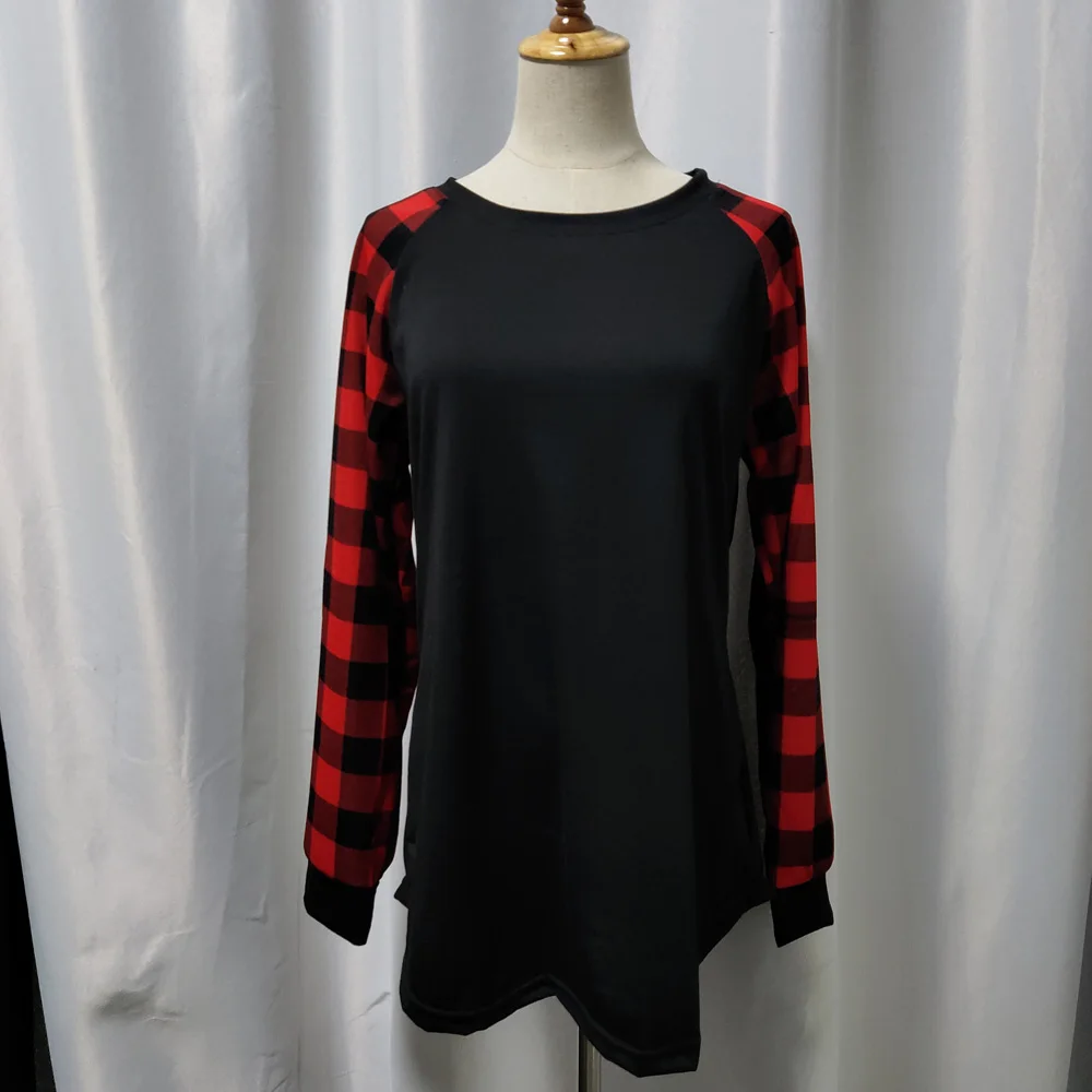 Cotton Plaid Raglan Shirt Wholesale Blanks Women