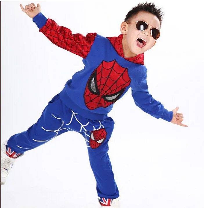 Комплекты повседневной одежды с человеком-пауком толстовка с длинными рукавами+ штаны, костюм с футболкой для мальчиков и девочек детская одежда спортивная одежда супергероя