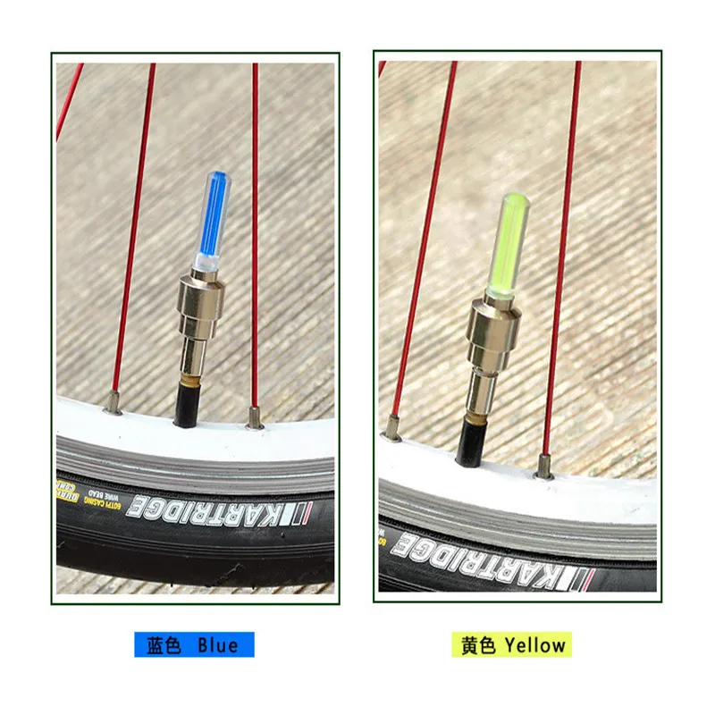 Discount Bicycle Decorative Light 5 LEDs Bicycle Tire Valve Cap Tube Lights Waterproof Styling 7 Flash Function Emergency Warning Light 2