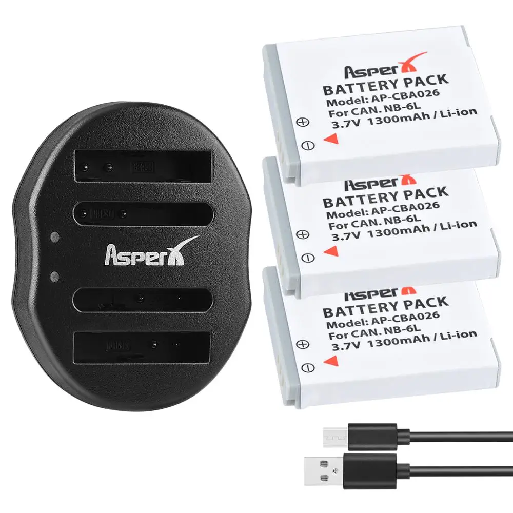 3x 1300mAh NB 6LH NB 6L NB 6L Camera Battery + USB Charger for Canon