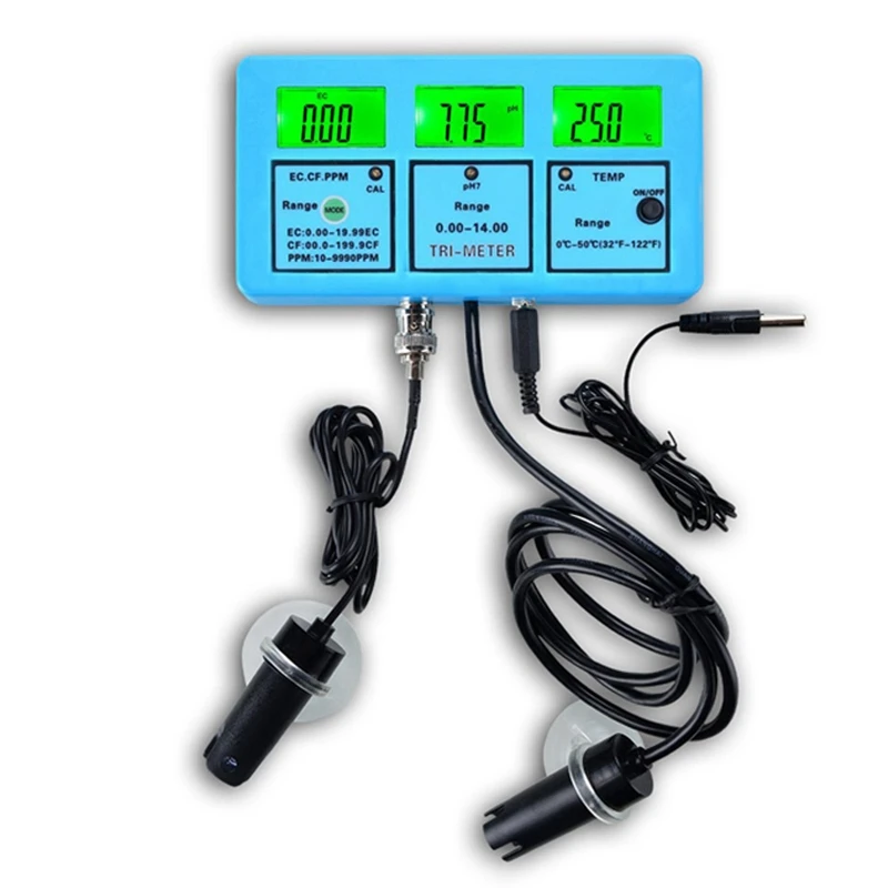

New Eu Plug Multi-Parameter Water Quality Monitor 5In1 Lcd Ph Ec Cf Tds Temperature Meter Online Aquarium Acidometer