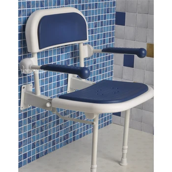 

Wall Mounted Bath Stool Aluminum Bathroom Wall Foldable Bench 6-Gear Speed Adjustment Folding Shower Chair Shower Folding Seat